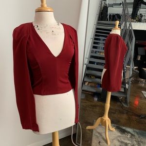 AKIRA Deep Red Cape shoulder top